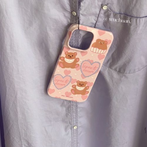 SweatPinkBearPrintedDoubleLayerPhoneCase6