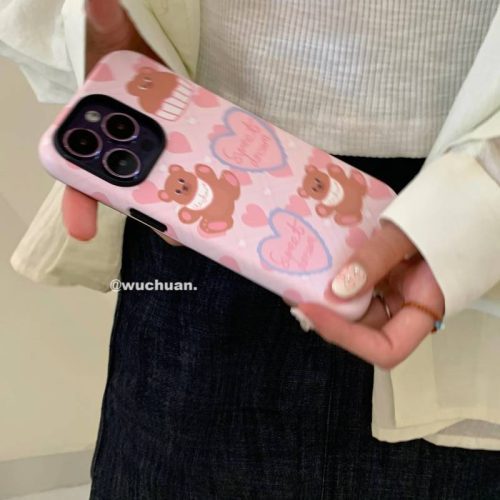 SweatPinkBearPrintedDoubleLayerPhoneCase8