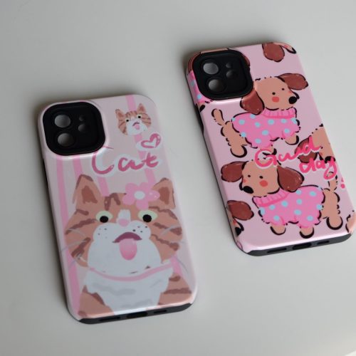 SweetPinkFatCatandSweaterDogPhoneCase1