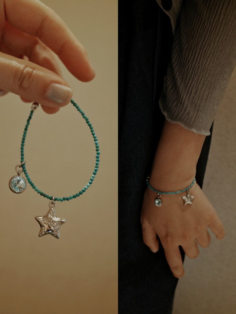 TurquoiseSparklingStarPendantBracelet1