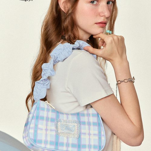 VanwalkBabyCherryPlaidLaceRuffleShoulderBag4