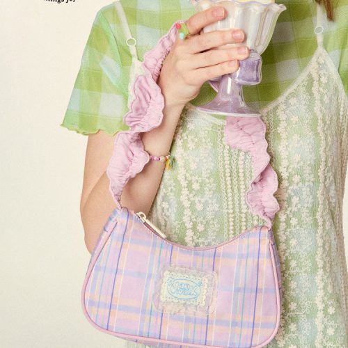 VanwalkBabyCherryPlaidLaceRuffleShoulderBag6