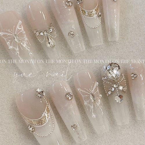 WhiteButterflyLuxuryPressOnNailsSet3