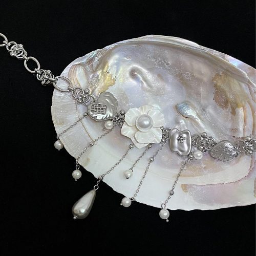 WhiteFlowerTasselChokerNecklace14