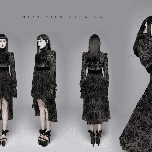 Wilhelmina GothicFloralMeshDress2