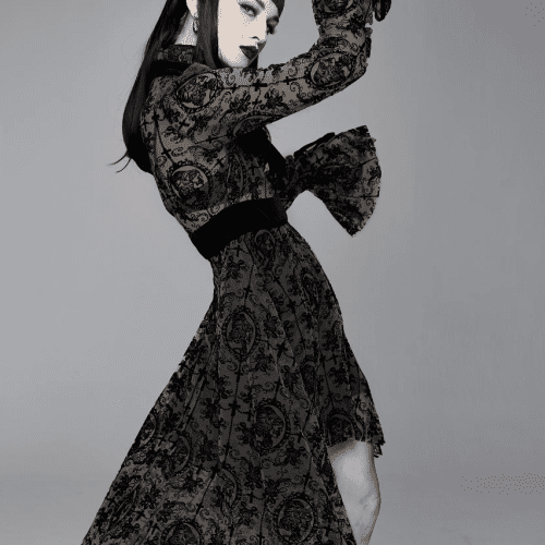 Wilhelmina GothicFloralMeshDress3