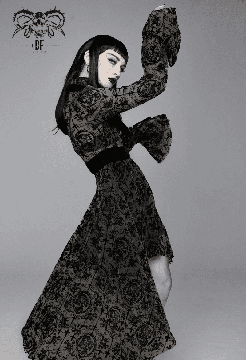 Wilhelmina GothicFloralMeshDress3